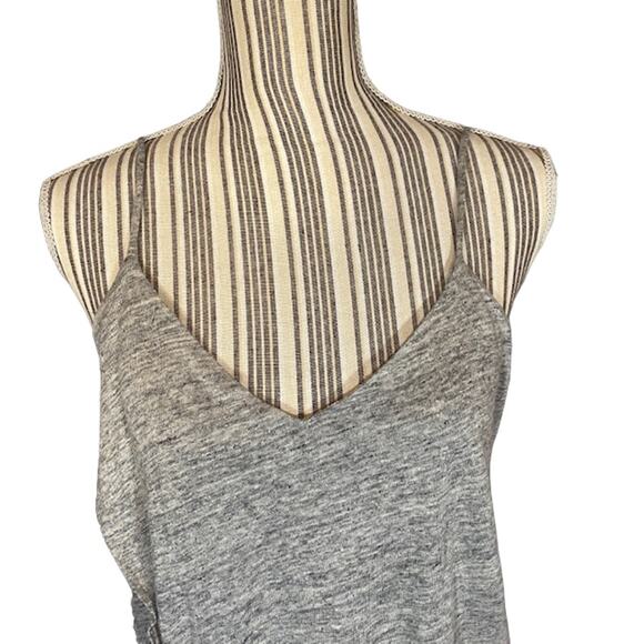 Chaser Gray Sleeveless Dropped Back Faux Wrap Style V-Neck Tank Top Women SZ M - Picture 5 of 10